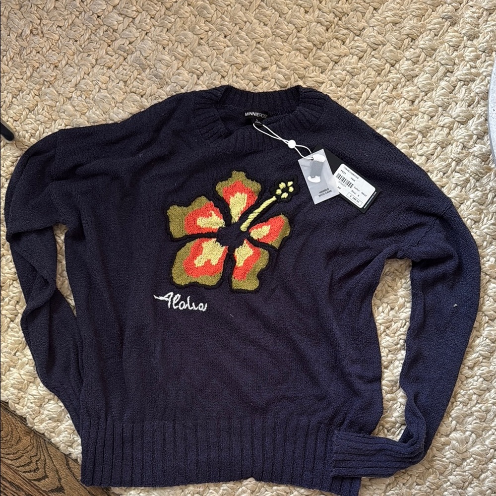 Minnie rose navy blue Aloha Black Sweater